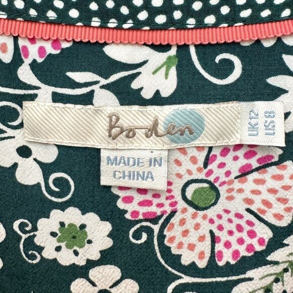 BODEN | Green Mixed Print Floral Polka Dot Print Blouse Viscose | Size 8 - Picture 5 of 7